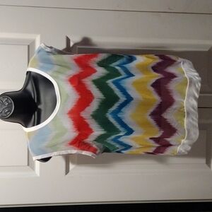 TOPIA SHEER CHEVRON PATTERN SLEEVELESS TOP L